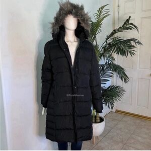 Winter Coat Long Puffer Parka Jacket with Removable Faux Fur Hood Sz XL